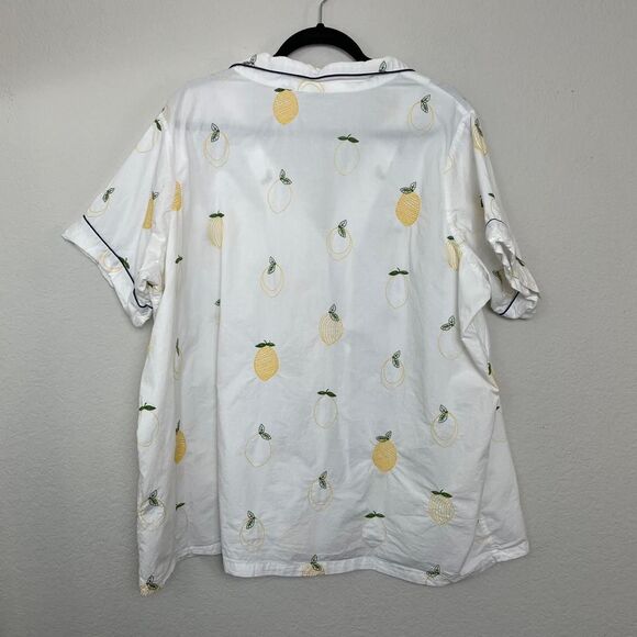 Printfresh Lemon Drop Embroidered Pajama Set White Organic Cotton Size 3x - Picture 3 of 6